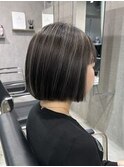 ボブコントラストハイライト/グレーベージュ/表参道/原宿