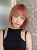 渋谷ブリーチカラータッセルボブ顔周りレイヤー切りっぱなしボブ