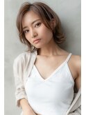 大人かわいい前髪セシルカットココアブラウンフリンジウェーブ