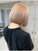 暖色ベージュ/まとまるボブ/ボブ/ミルクティーベージュ