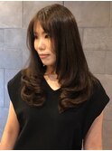 ダークブラウン 透明感カラー 40代50代 フェミニンロング