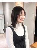 黒髪/ボブルフ/ネビージュ/小顔/ワンレン/栄/髪質改善/前髪