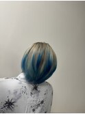ケアブリーチ エンドカラー 裾カラー ホワイト センターパート