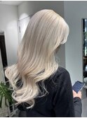 バレイヤージュハイライトイメチェンホワイトブロンド美髪