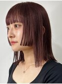 デザインカット/レイヤーカット/姫カット/ボルドーカラー/前髪