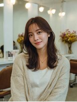 ラファンジュ ヘアー(Rohange hair)&nbsp;グレージュブラウン/韓国巻き/顔周りカット/スモーキーブラウン