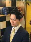 メンズパーマ×ビジネススタイル