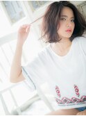 *CUORE水戸*…くすみピンクx無造作カールの小顔グラマラスボブb