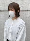 ボブロブヘアカーキグレージュオリーブベージュ大人かわいい小顔