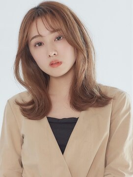 フォンズ(FONS) オルチャンヘア シースルーバング ラベージュ エアリーミディ