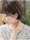 ★ダークグレージュカラー艶感耳だしショート20代30代40代★9