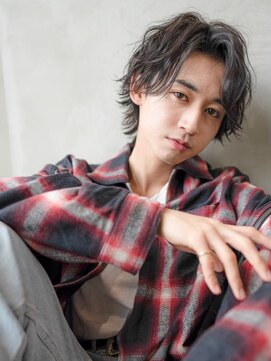 メゾンバイハバナ(maison by HAVANA) モテるメンズ波巻きツーブロック韓国風黒髪マッシュパーマウルフ