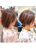くびれショート/マロンブラウン/大人ショートボブ/山口