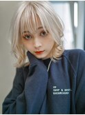 【GEEKS渋谷】ブロンドウルフ/ホワイトブリーチ伸ばしかけロング