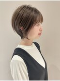 ゆったり丸みショート×透明感アッシュベージュ