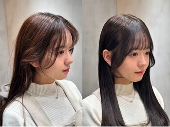 セラン 表参道(Celan)の写真/縮毛矯正×似合わせデザインで"自然にキマる"を実現します！！ペタっとなる前髪の顔周りとはさよなら♪