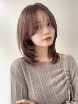 ミレバイジェニー (mirae by geny)&nbsp;ミディアムレイヤーカット　シースルーバングココアベージュs