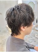 メンズカットニュアンスウルフシャドウパーマダウンバング本厚木