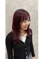 リースリー(Re.3 connecting beauty) 深みピンクレッド×レイヤーカット