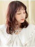 ピンクメッシュブリーチなしくびれレイヤーミディアム20代30代X!