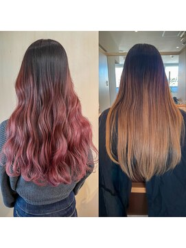 エル(elle) グラデーションカラーピンクグレージュ暖色系カラー　錦糸町