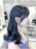 ○前髪カット+ブルーブラック○ブリーチなし