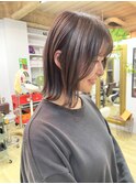 NUDE顔周りレイヤーロブ外ハネボブレイヤーボブ切りっぱなしボブ