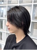 渋谷メンズミディアムパーマメンズボブウルフカット緩め