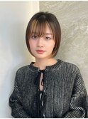 イメチェン外ハネボブ美髪ワイドバングミディアム縮毛矯正ボブ