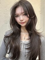 ライン(LINE)&nbsp;韓国風/レイヤー/小顔/前髪カット/髪質改善/グレージュ/透明感