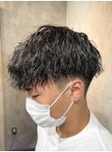MEN’S HAIR/ブルーブラック/フェザーパーマ/ハイライト