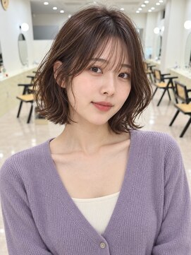 モト 船橋(moto) 韓国アイドルウェーブボブ低温デジタルパーマココアブラウン船橋