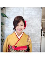 マニス(manis) 成人式セット 着付け 花飾り低めお団子アレンジ 着物 和装