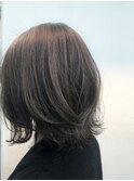 小顔外ハネミディアムアッシュ20代30代40代くびれミディ韓国ヘア