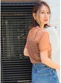 自然な外ハネの肩ラインボブ