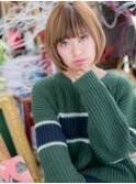 外国人風オリーブベージュ小顔前下がりボブa志木10代20代30代