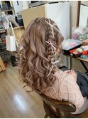 編み込みハーフアップアレンジ【ヘアセット/立川/卒業式/袴】