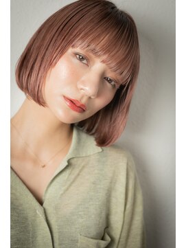 カバーヘア ブリス 志木南口駅前店(COVER HAIR bliss) チェリーレッド艶感ストレート切りっぱなしボブu志木20代30代