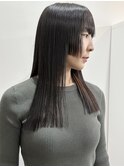 切りっぱなしロング/姫カット/ぱっつん前髪
