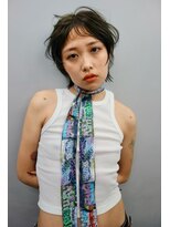 レコ 渋谷(LECO)&nbsp;ショートウルフカーキカラーダブルカラー