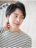 黒髪かき上げ七三分け眉毛メンズショートY草加