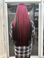 ラニヘアサロン(lani hair salon)&nbsp;ピンクレッド/アンブレラカラー/インナーカラー/スーパーロング