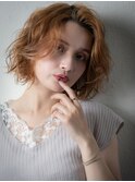 かきあげ前髪ハイトーンカラーゆるふわボブパーマt大宮20代30代