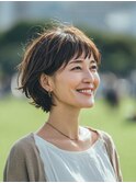襟足を遊ばせたナチュラルショート