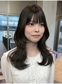 栄カットカラー透明感ナチュラルロング　グレージュ　　　