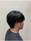 髪型メンズリクルートビジネス黒髪刈り上げ赤み消しカラー