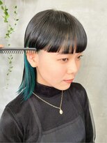 テトヘアー(teto hair) インナーカラー　ブルーグリーン　ターコイズ　ワイドバング 