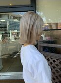 【ホワイティベージュ】×憧れハイトーンカラー×小顔ボブ