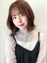 ガーデン ムサシコスギ(GARDEN MUSASHIKOSUGI)&nbsp;切りっぱなしボブ フルバング 美髪 明るめオリーブベージュ