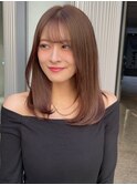 ベージュカラー シースルーバング ミディアムレイヤー